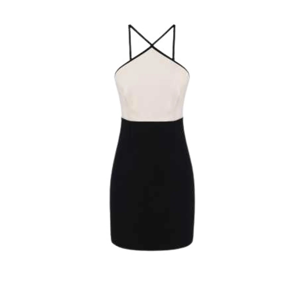 Elisabetta Franchi Kruisband Korte Jurk Zwart Ecru Multicolor Dames
