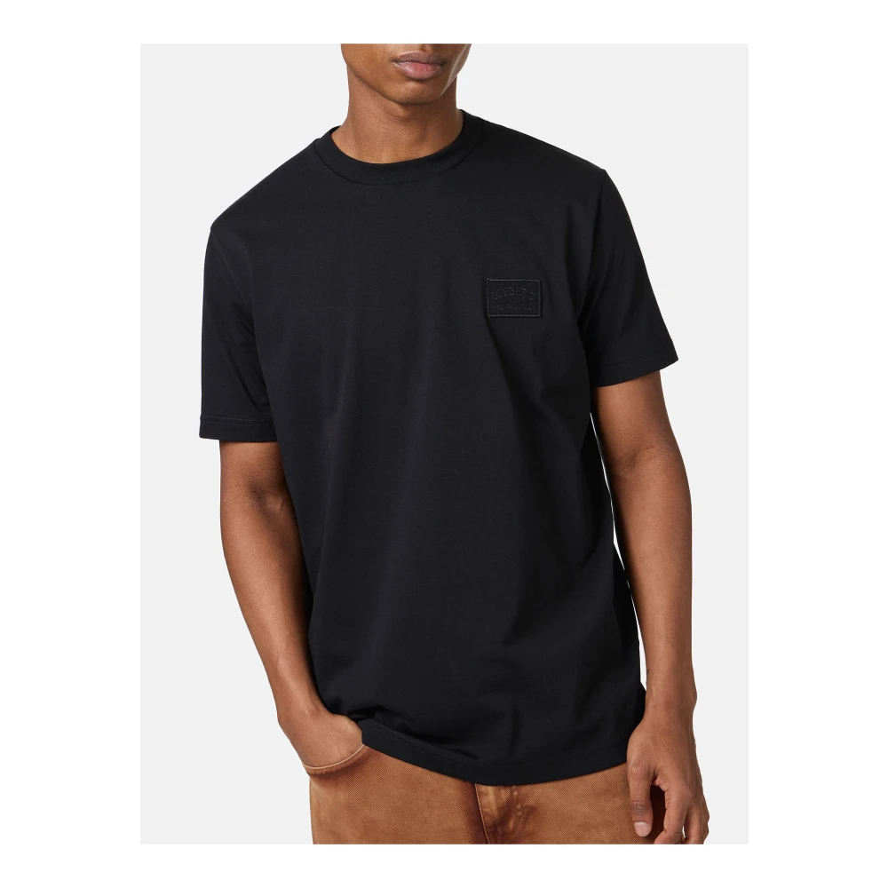 Iceberg Zwart katoenen jersey T-shirt met geborduurd logopatch Black Heren
