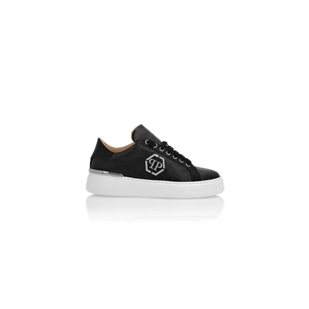 Philipp Plein Nappa Leather Lo-Top Sneakers Monogram Heren Schoenen Zwart
