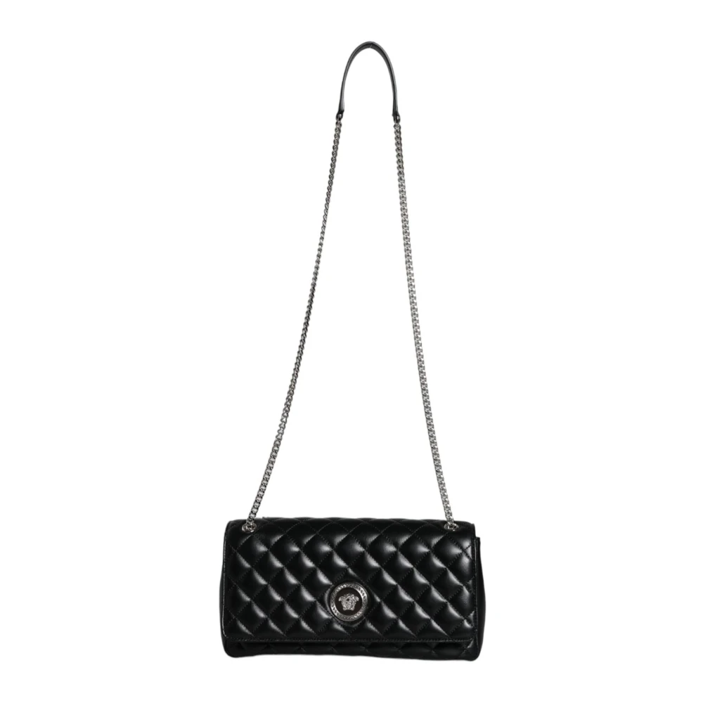 Versace Gewatteerde leren crossbody schoudertas Black Dames