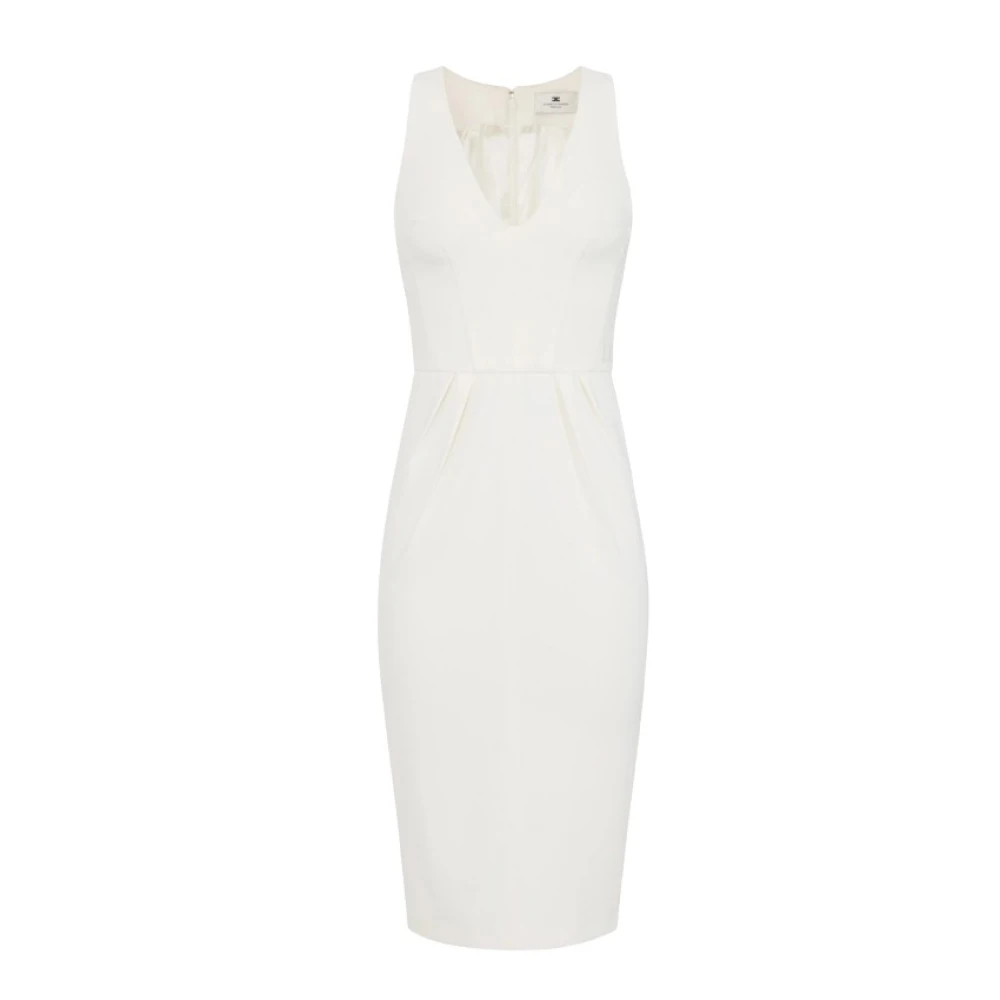 Elisabetta Franchi Beige Lightweight Crepe Dress - Female - Midi Dresses - L - Dresses