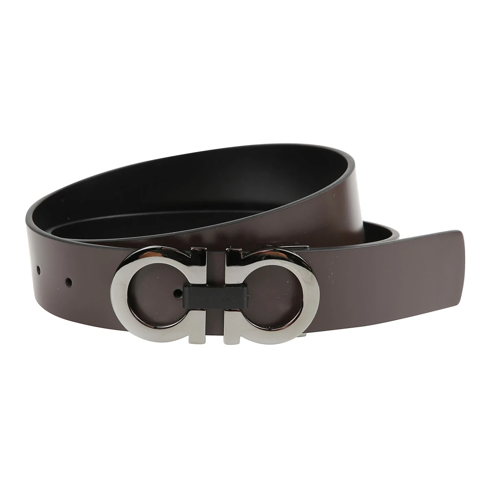 Ferragamo Men's Brown Reversible Gancini Belt