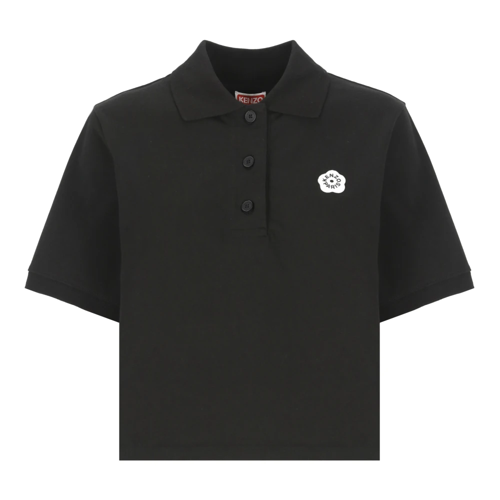 Kenzo Zwarte Polo Shirt met Boke Bloem Black Dames