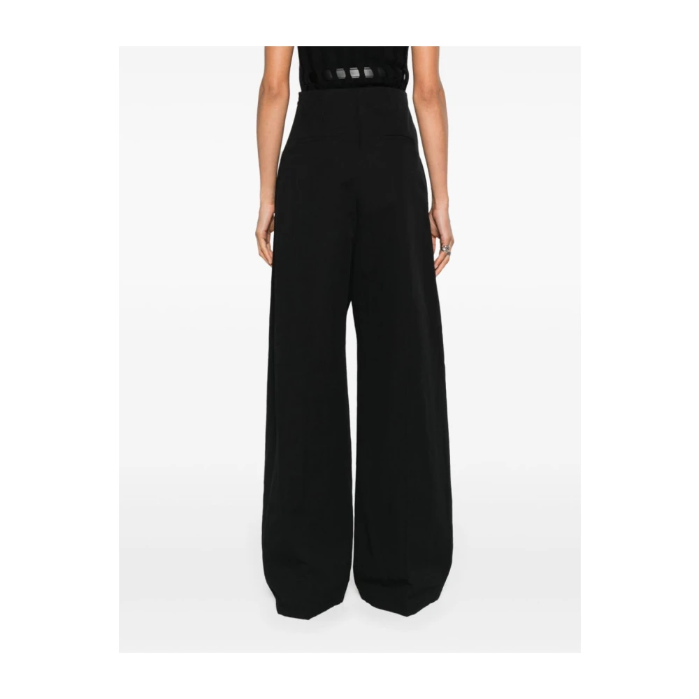 SPORTMAX Hoge Taille Zwarte Wijde Pijp Broek Black Dames
