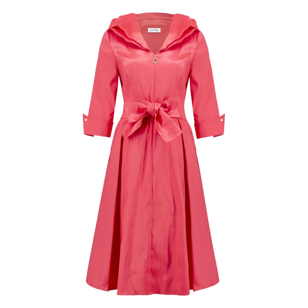 Joseph Ribkoff Vrouw Roze Kleedjes Dames, M, Polyester, Midi Overhemdjurk Met Strikceintuur