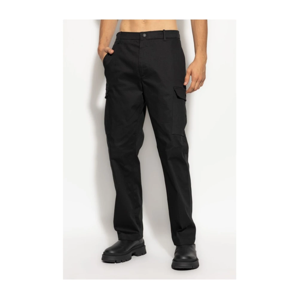 Moncler Zwarte Katoenen Rechte Broek Black Heren