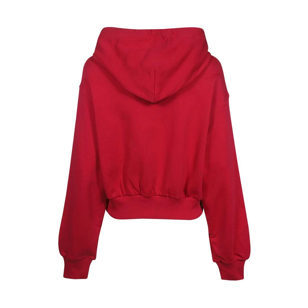 Versace Jeans Couture Geborduurde katoenen hoodie Red Dames