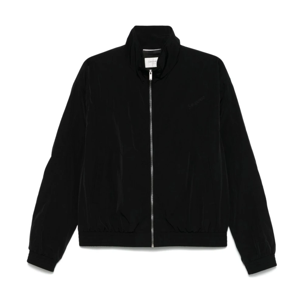 Saint Laurent Zwarte Wollen Jas Black Heren