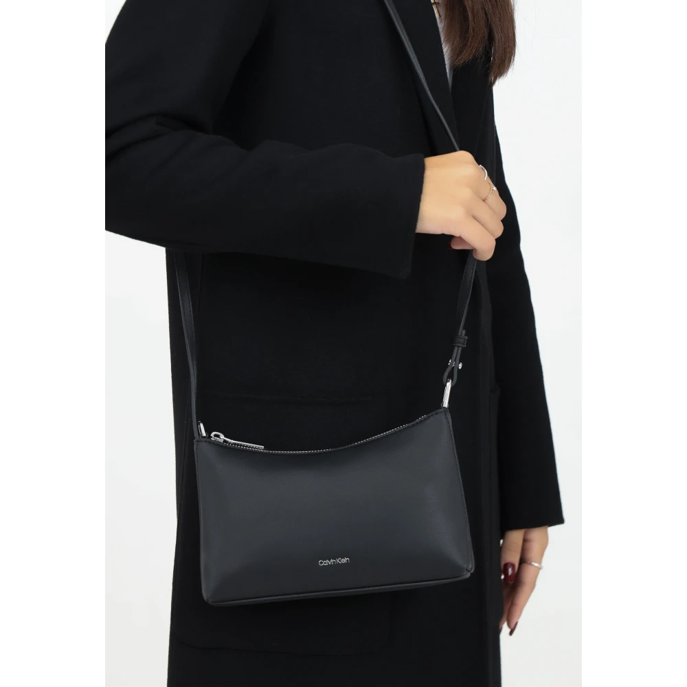Calvin Klein Elegante Zwarte Schoudertas Black Dames