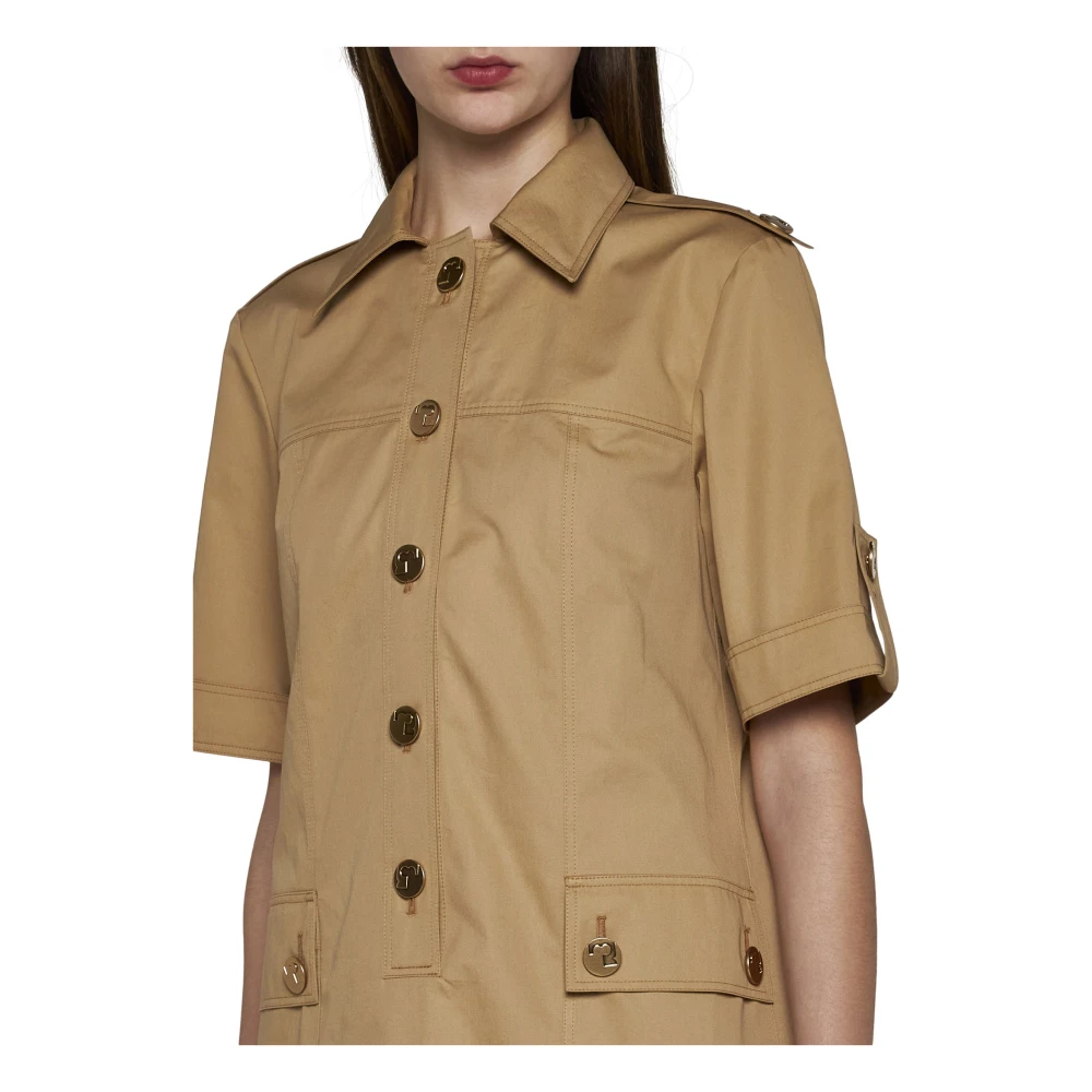 TORY BURCH Korte Mouw Camp Minijurk Beige Dames