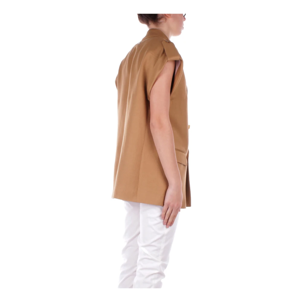 Dondup Bruine Mouwloze Jas met Voorknoppen Brown Dames