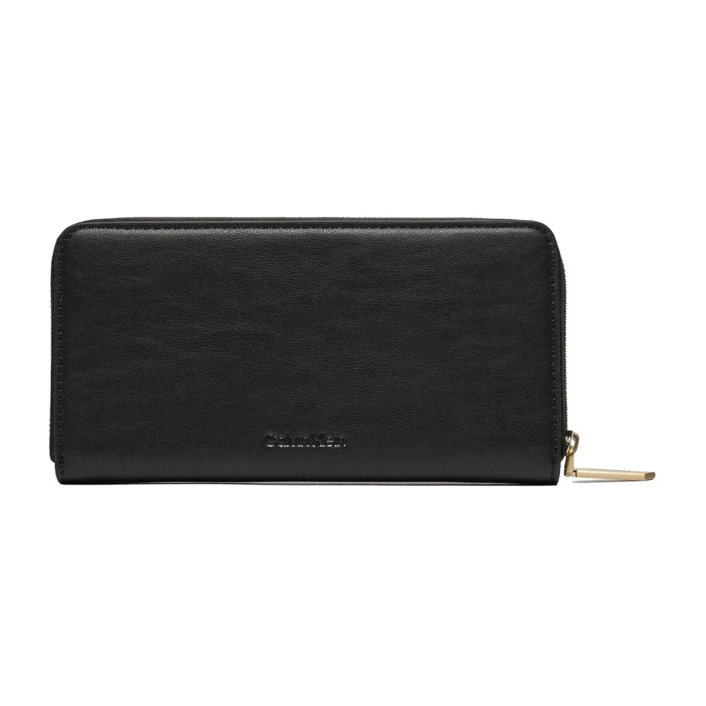 Calvin Klein Zwarte ritsportemonnee voor vrouwen Black Dames