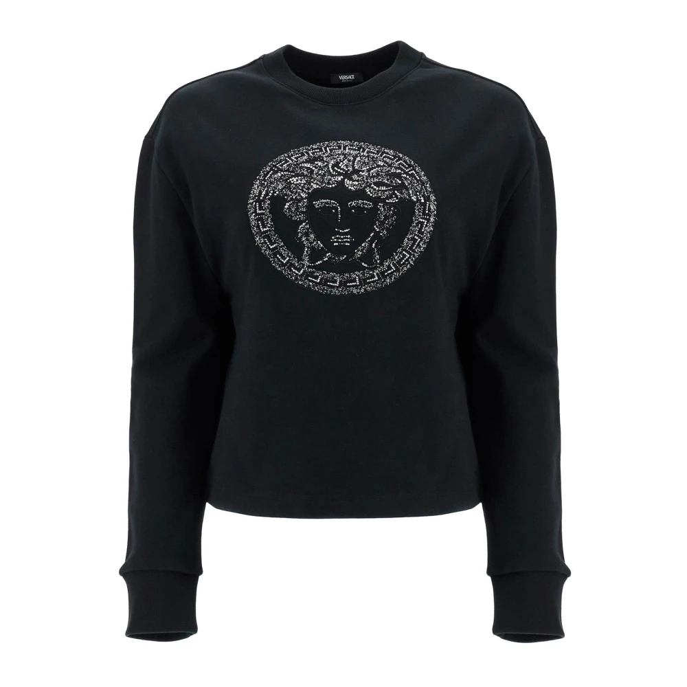 Versace Women's Black Sweatshirts, Xs, Iconic Medusa Motif Sweatshirt