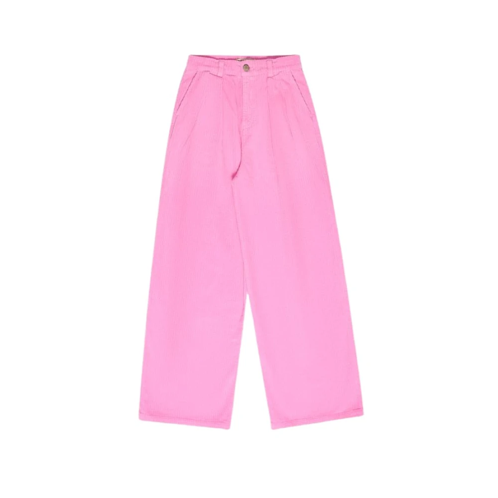 The New Society Corduroy Straight Cut Pants Pink Dames
