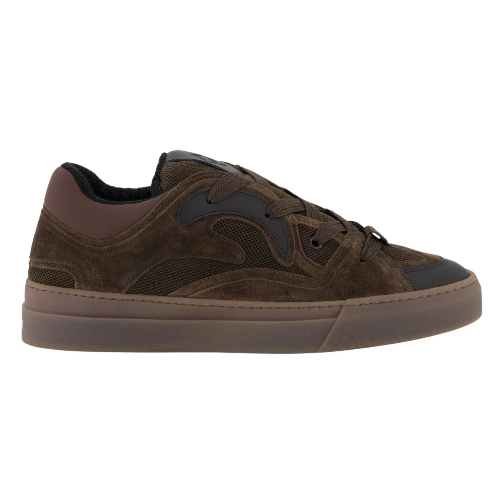 Flâneur Bruine leren sneaker met mesh Heren Schoenen