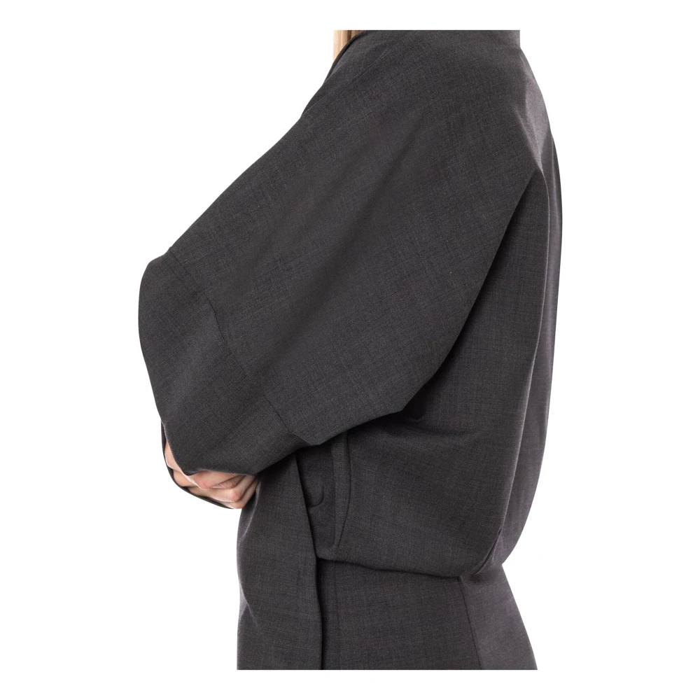 Philosophy di Lorenzo Serafini Grijze Wol Crossover Blouse Lange Mouwen Gray Dames