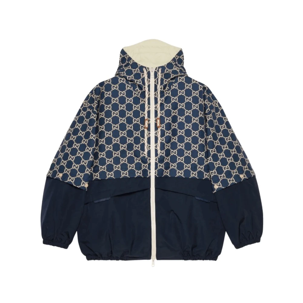 Gucci Double G zip-up jacka med huva Blue, Dam