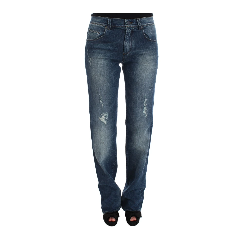 Ermanno Scervino Women's Blue Bootcut Jeans, W26, Chic Slim Fit Straight Leg Jeans