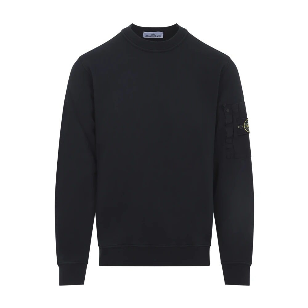 Stone Island Blue Sweatshirts, Male, L, Regular Fit Crewneck Sweatshirt