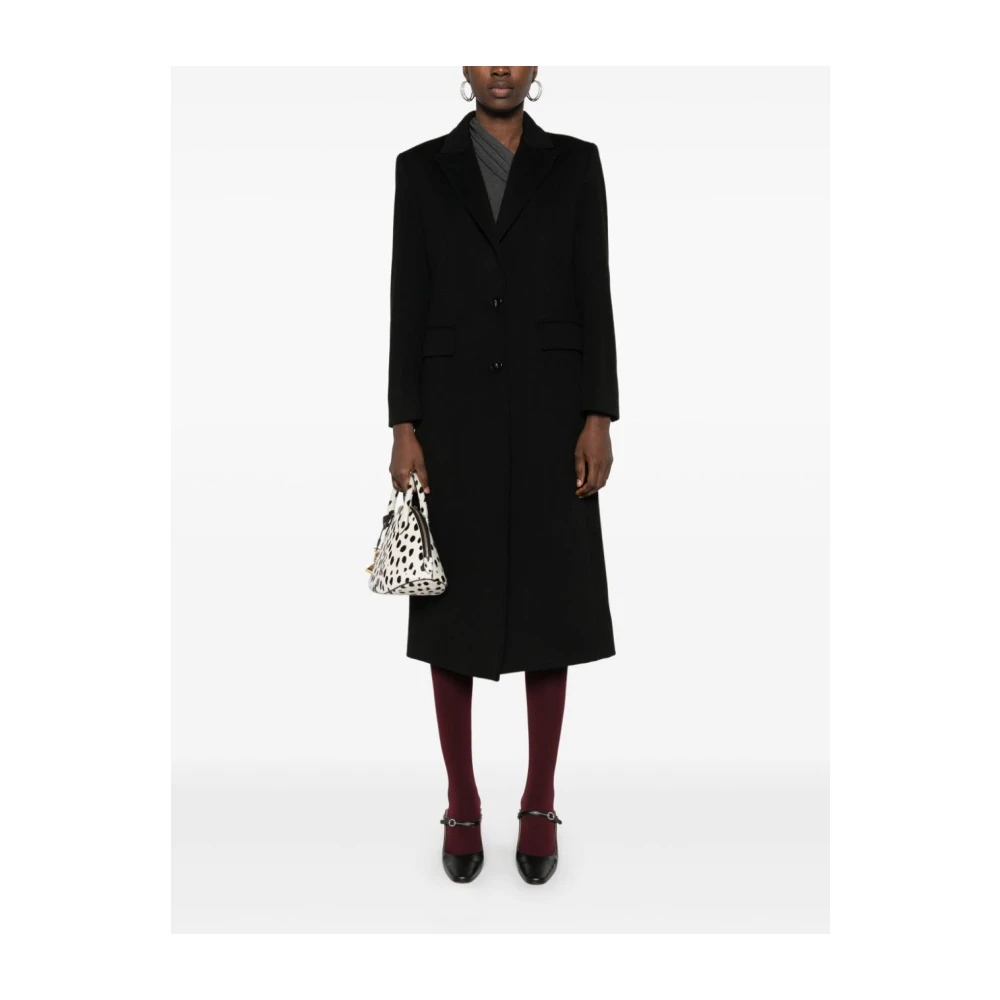 Alberto Biani Zwarte wollen jas met pieklapels Black Dames