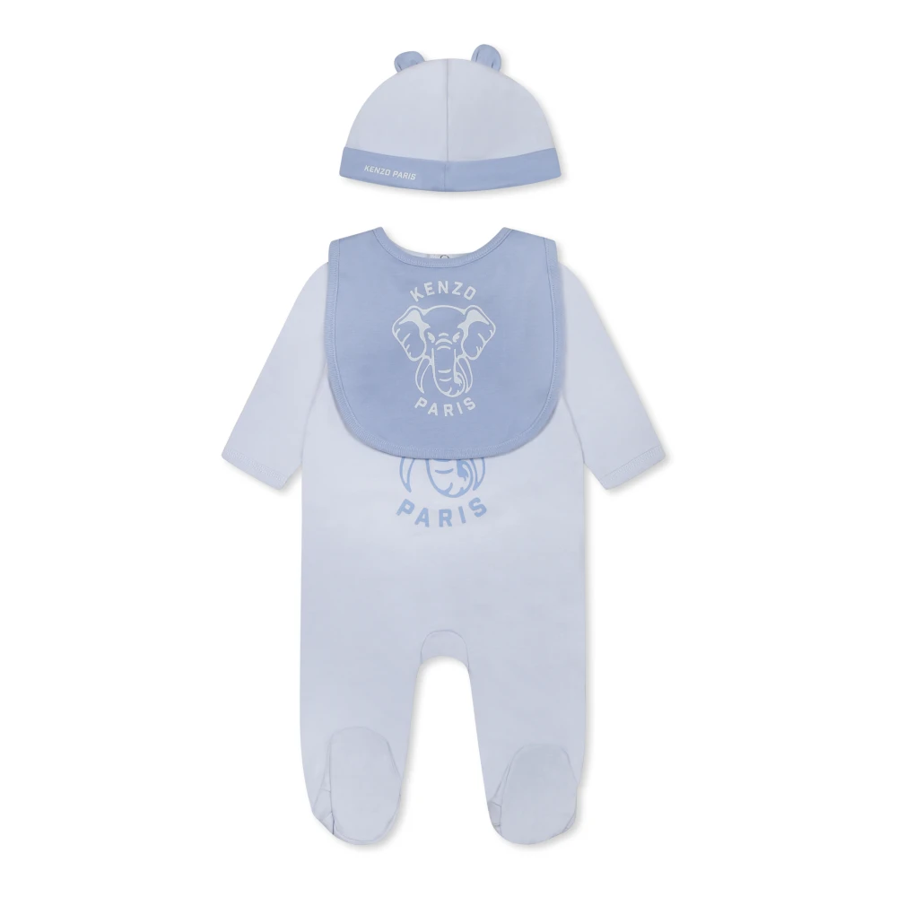 Kenzo Unisex Infant Blue Baby Elephant Rompers Set