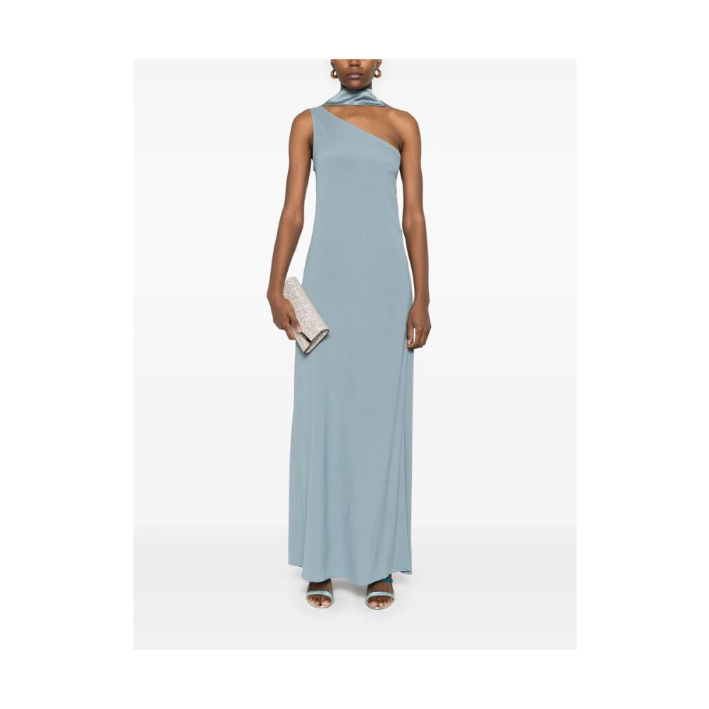 Taller Marmo Blauwe One-Shoulder Draperen Jurk Blue Dames