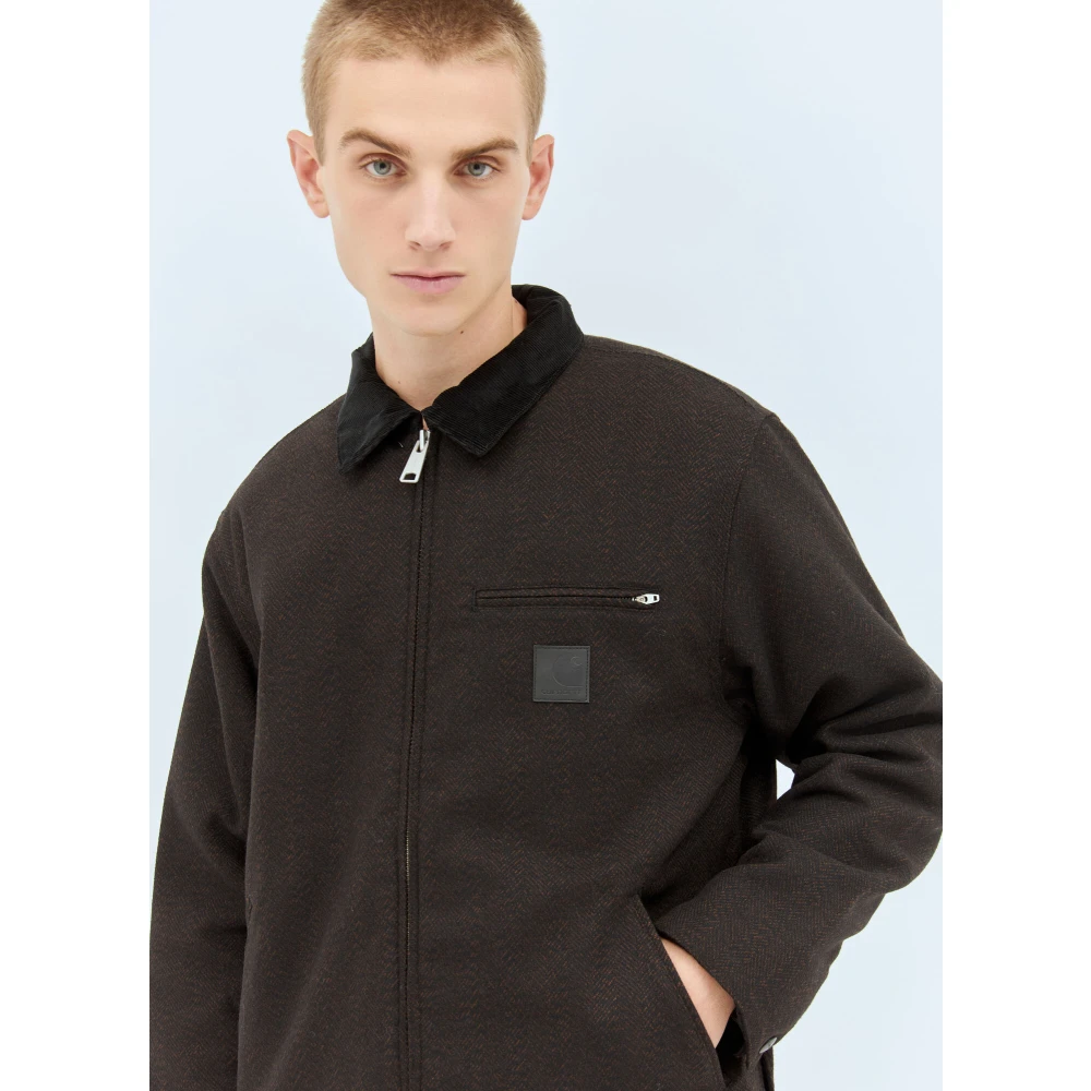Carhartt WIP Visgraat Wollen Jas Brown Heren