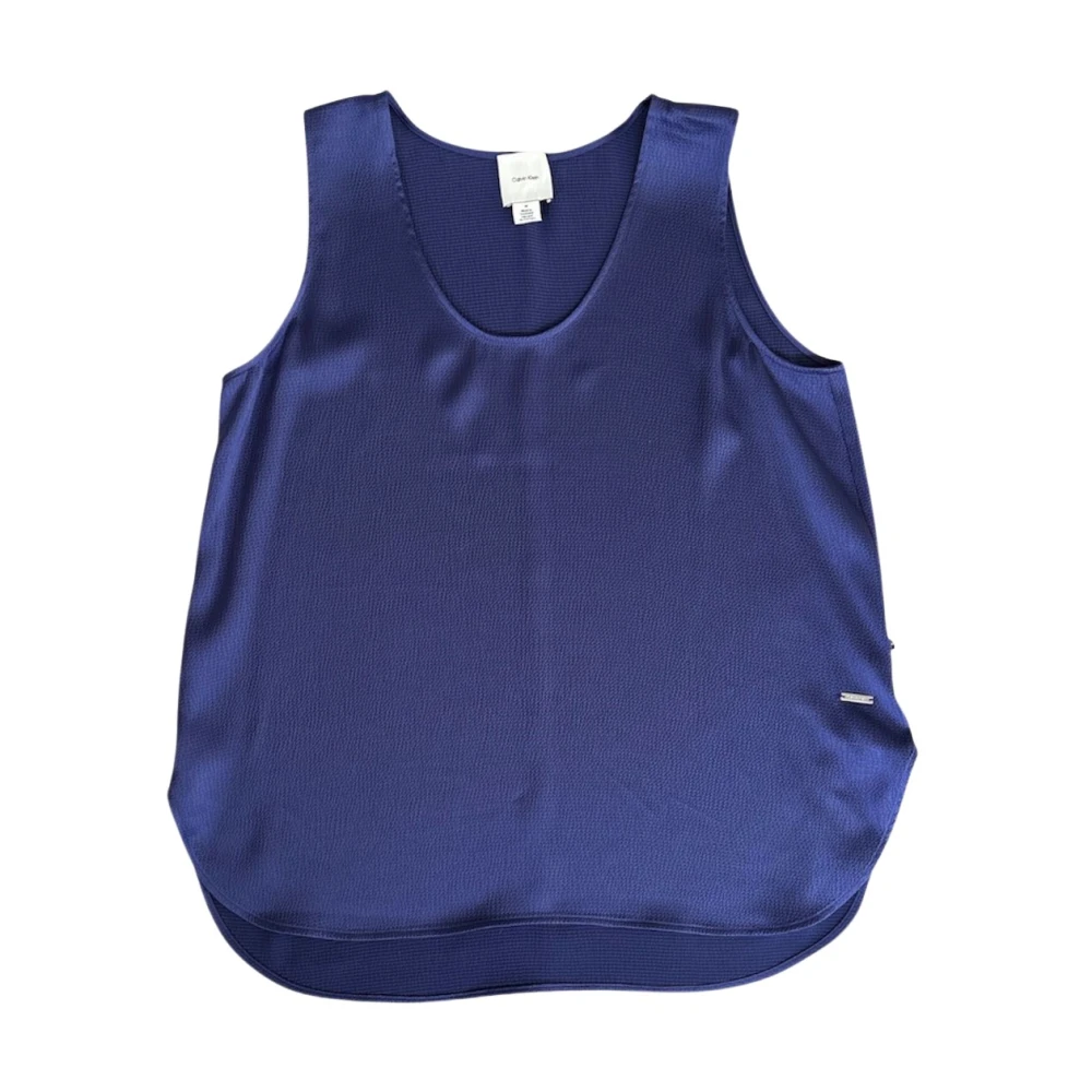 Calvin Klein Women's Blue Sleeveless Top - Sleeveless Tops - L - Tops