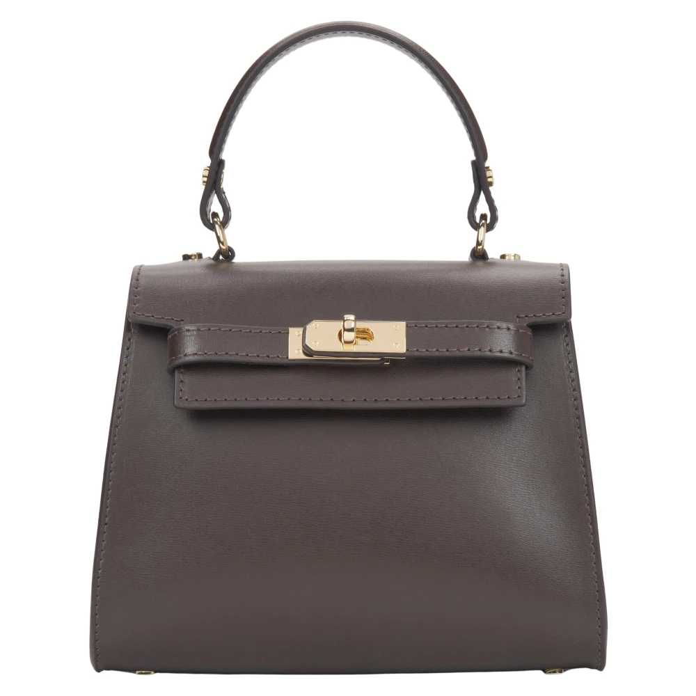 Estro Donkerbruine Satchel Handtas voor Dames gemaakt van Premium Italiaans Echt Leer Brown Dames