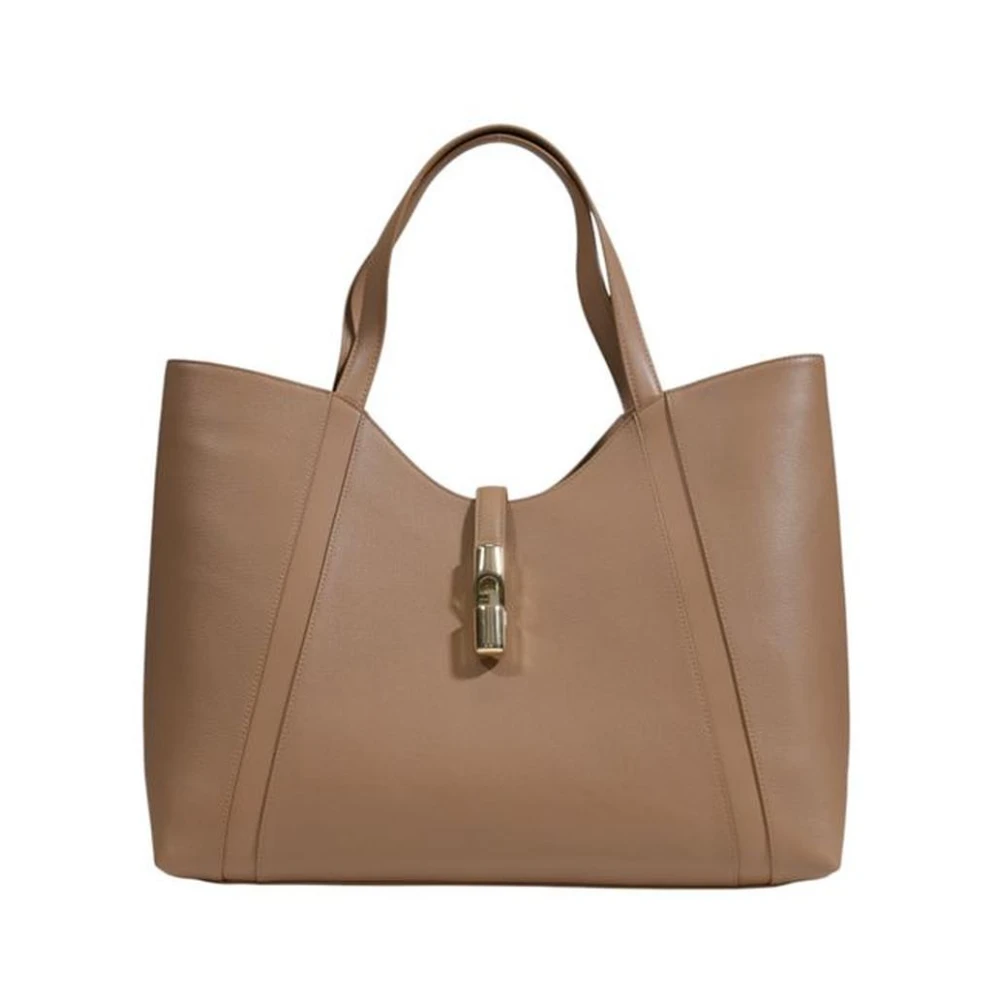 Furla Beige Leren Handtas met Strak Design Beige Dames