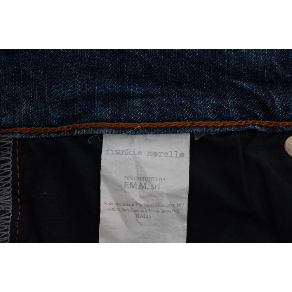 Frankie Morello Italiaanse Denim Slim Fit Blauwe Jeans Blue Heren