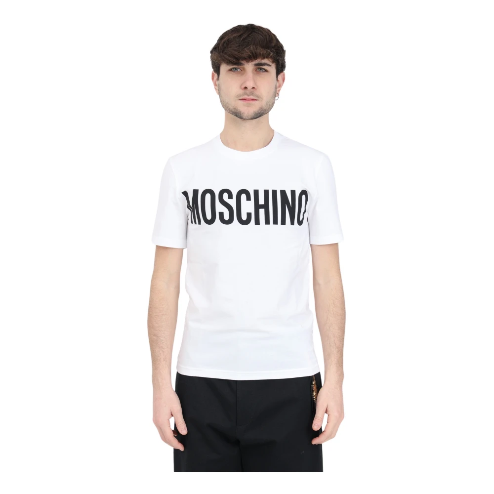 Moschino Logo Print T-shirts en Polos White Heren