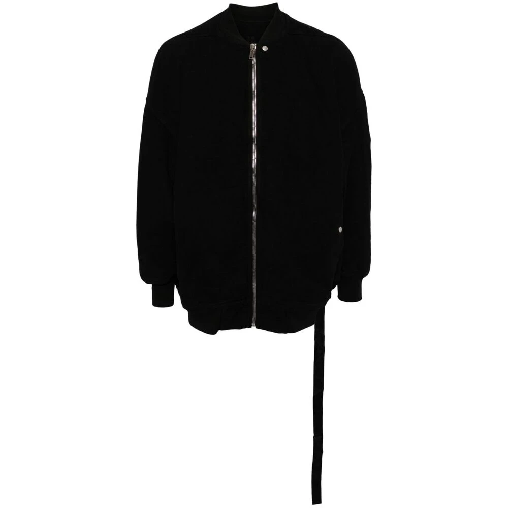 Rick Owens Zwarte Katoenen Baseball Kraag Jas Black Heren