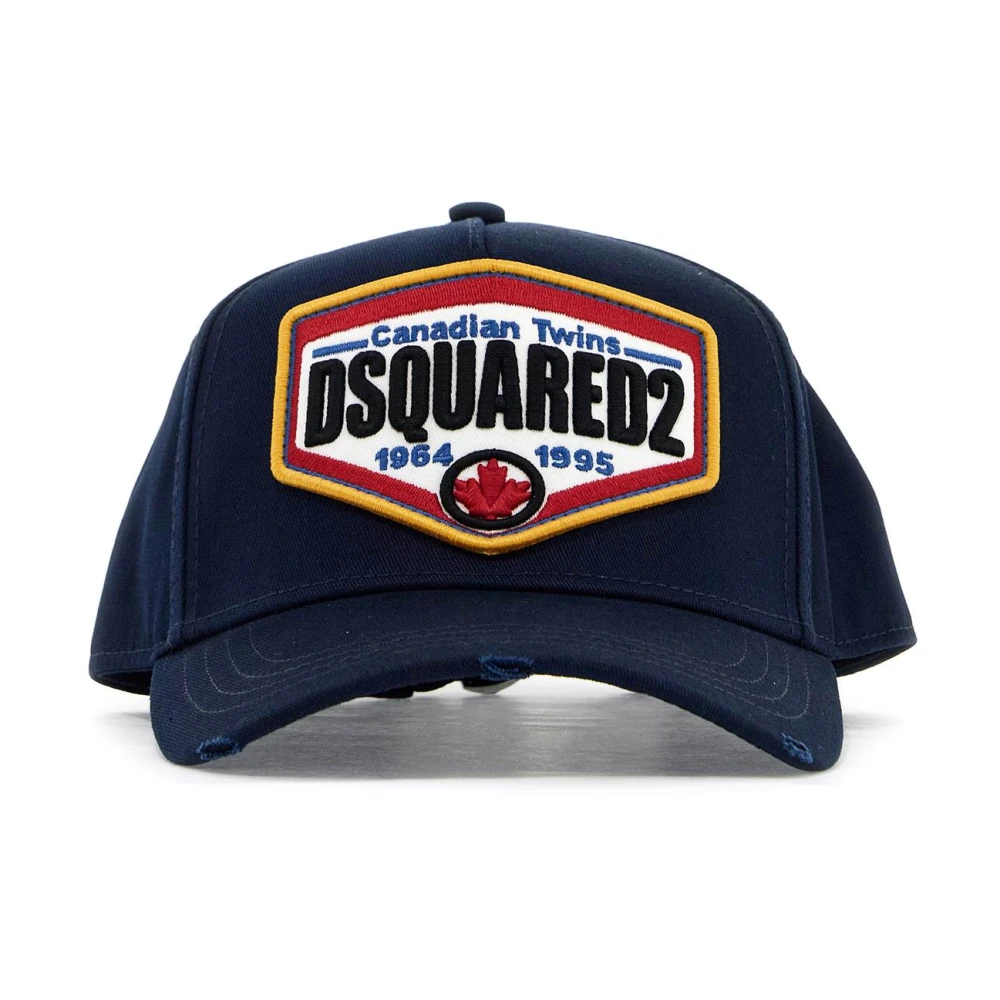Dsquared2 Vernietigde Logo Patch Baseball Cap Blue Unisex