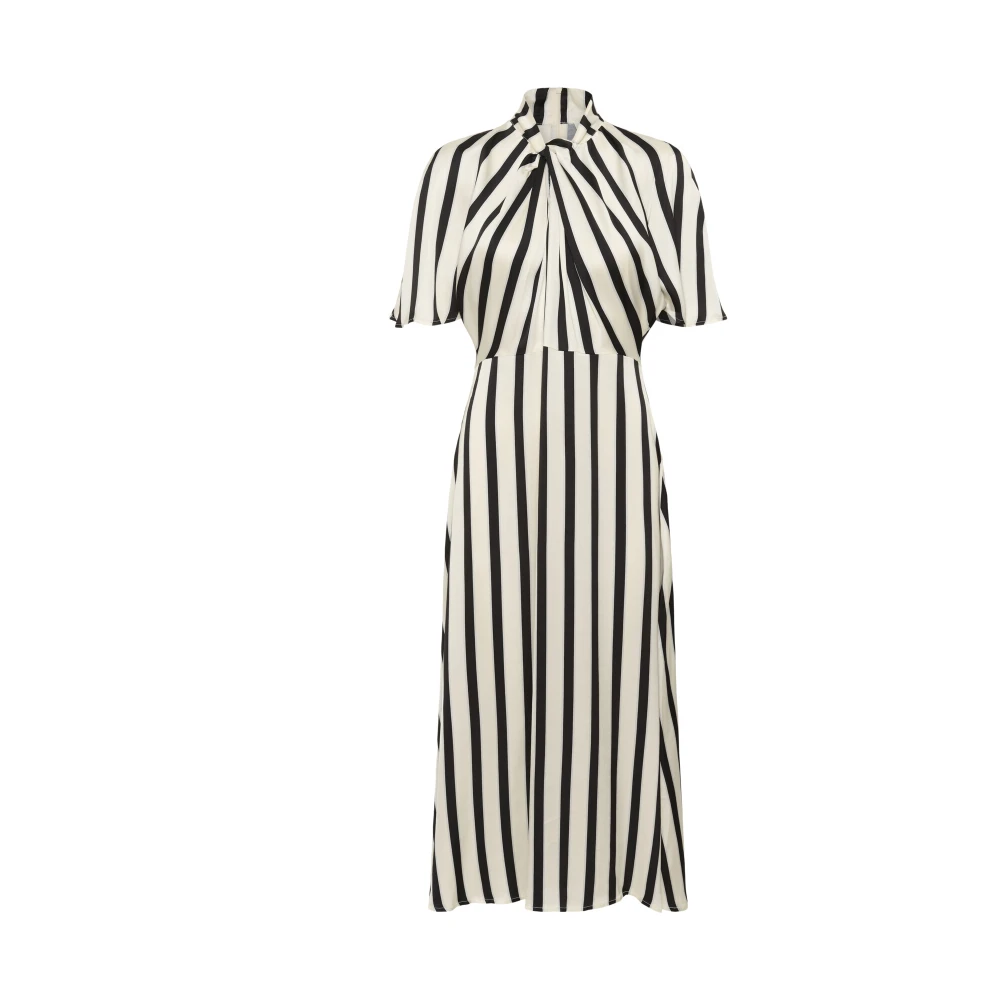 Soaked In Luxury Women's Multicolor Striped Draped Dress Black White - Midi Dresses - L - Dresses