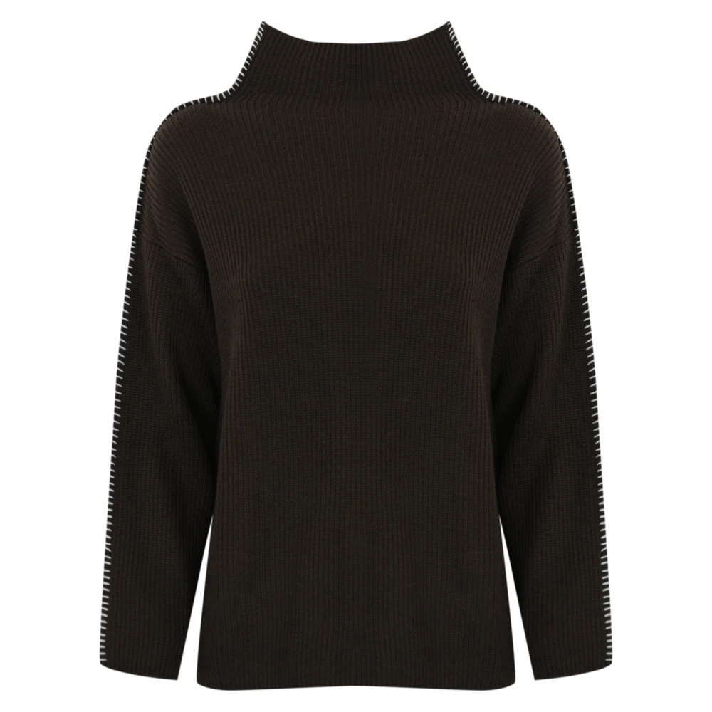 Max Mara Bruine Boxy Wollen Trui Black Dames