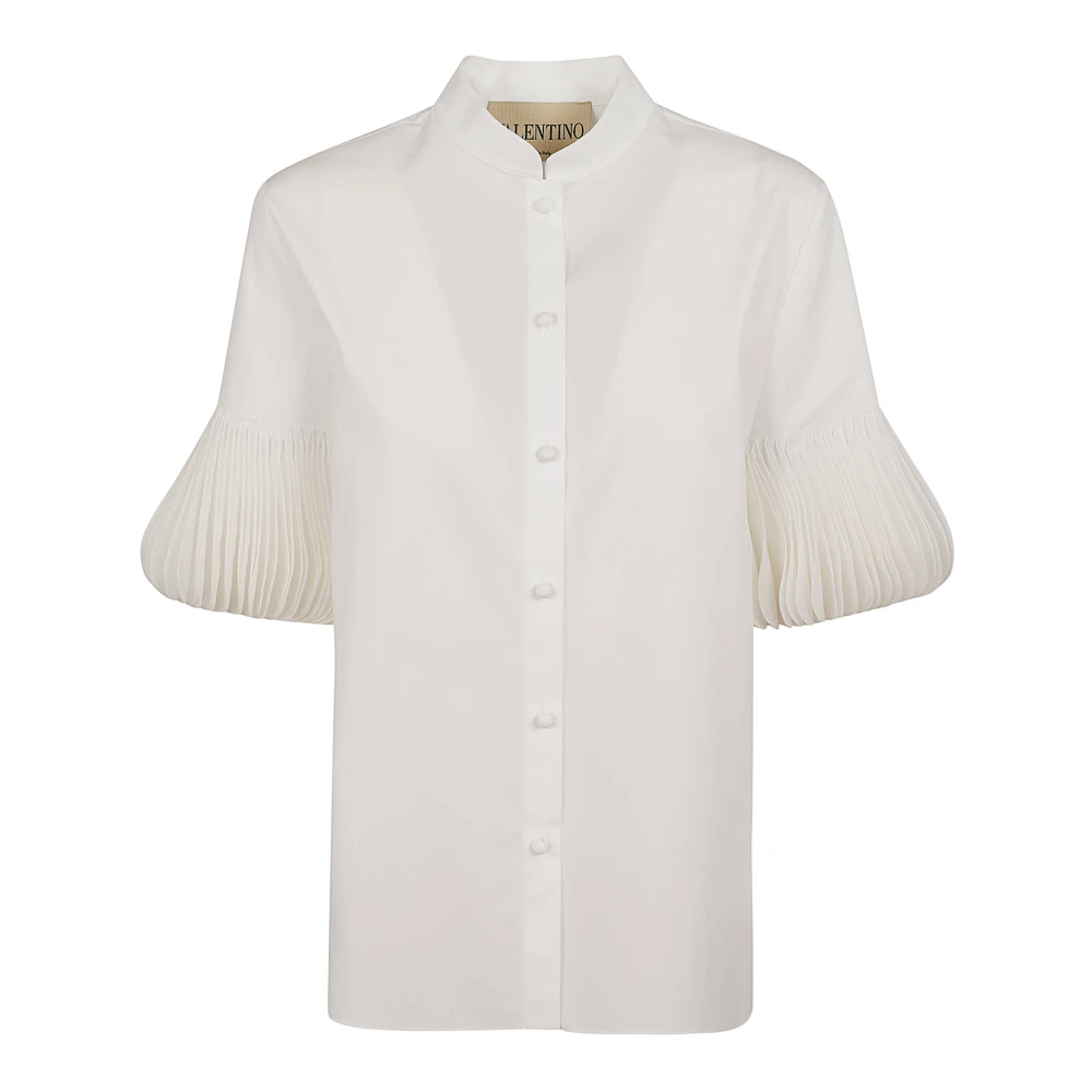 Valentino Garavani Women's White Blouses, S, Embroidered Cotton Popeline Shirt