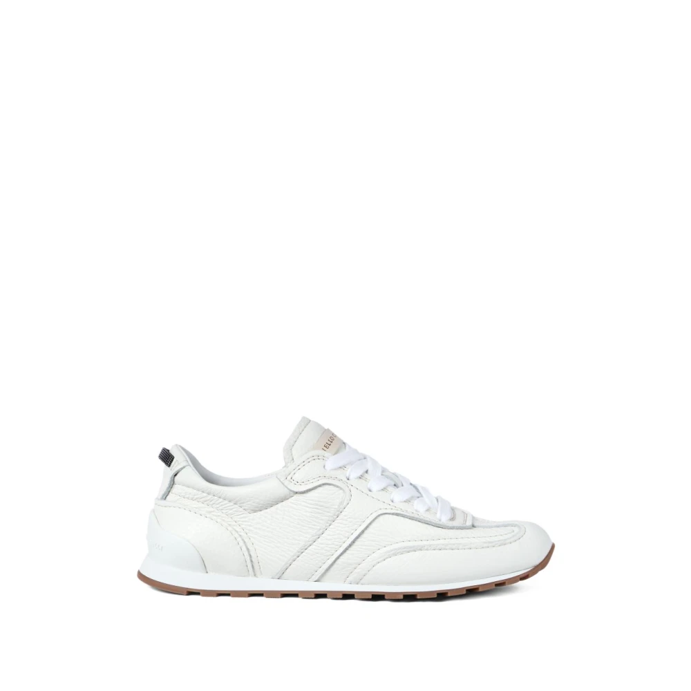 Brunello Cucinelli Women's White Sneakers, 6 Uk, Leather Runners