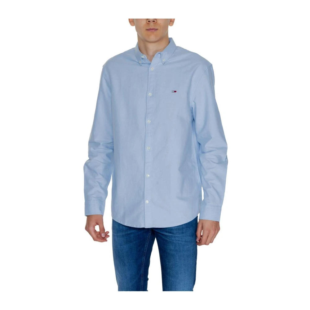Tommy Jeans Katoenen Overhemd Lange Mouwen Blue Heren