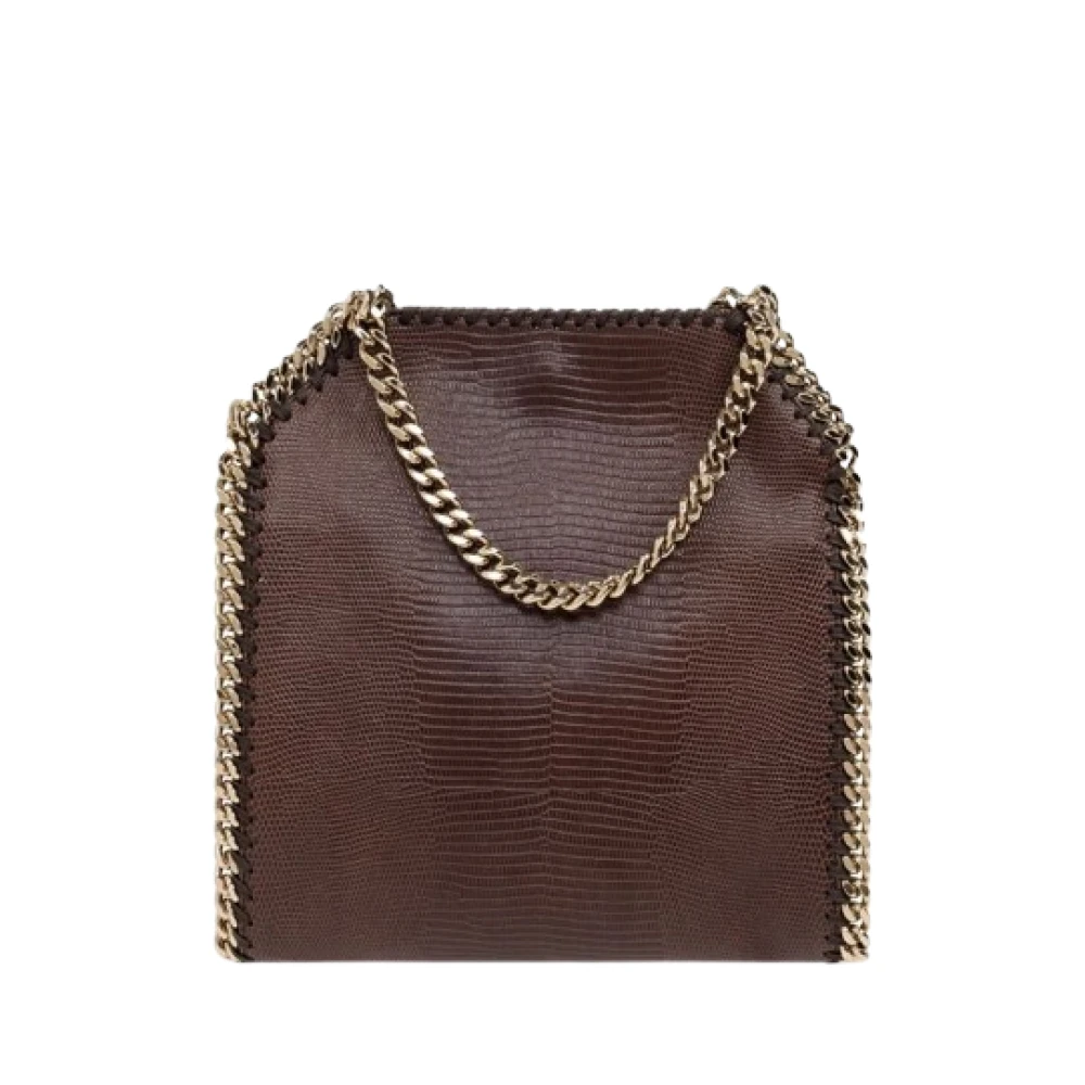 Stella Mccartney Geëmbosseerde Mini Tote Tas met Kettingdetail Brown Dames