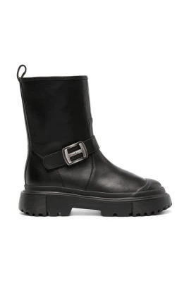 Svarta Logo-Spänne Ankelboots