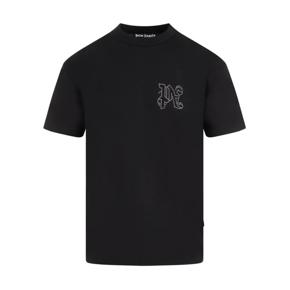 Palm Angels Zwarte Monogram Studs Klassiek T-shirt Black Heren