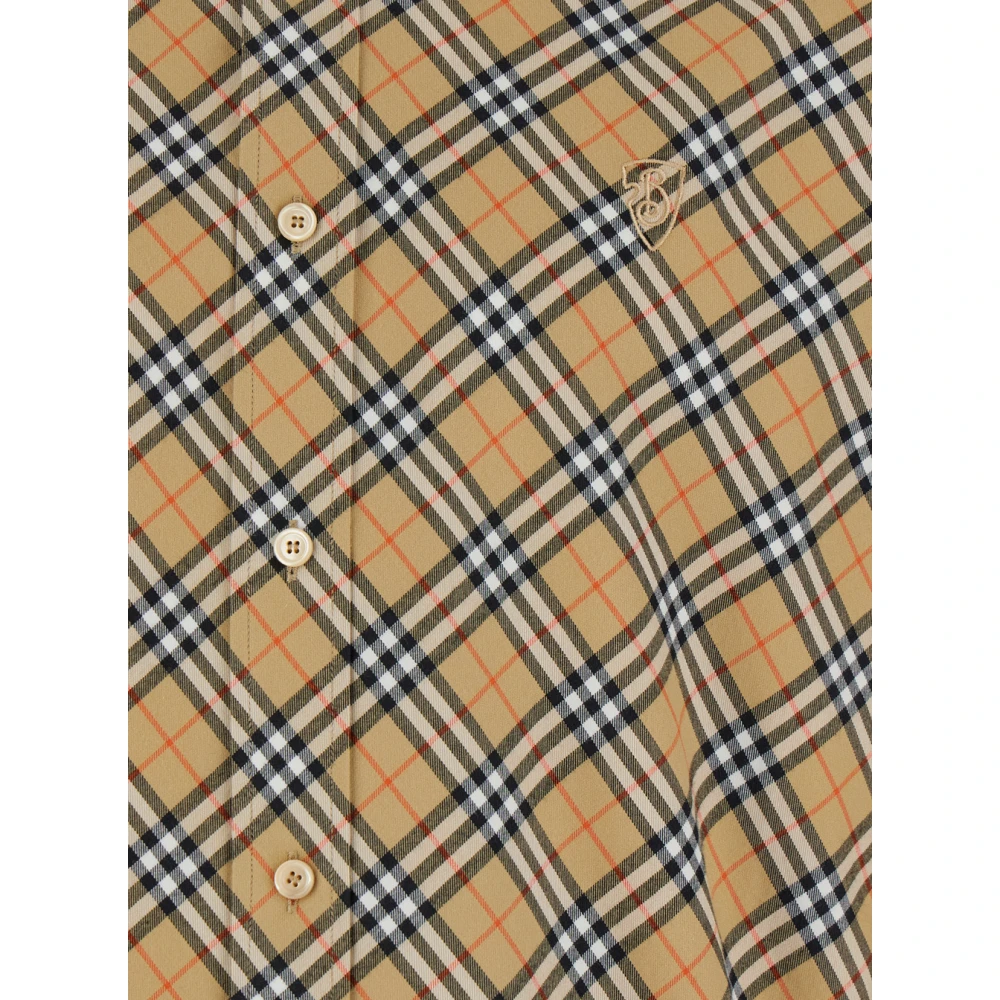 Burberry Ruitmotief Beige Katoenen Overhemd Beige Heren