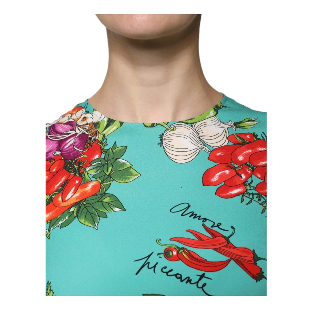 Dolce & Gabbana Groente Print Zijden Tanktop Multicolor Dames