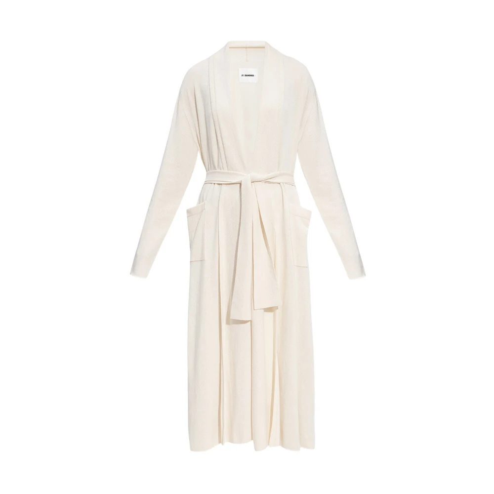 Jil Sander Vrouw Beige Truien & Vesten Dames, S, Lange Cashmere Cardigan