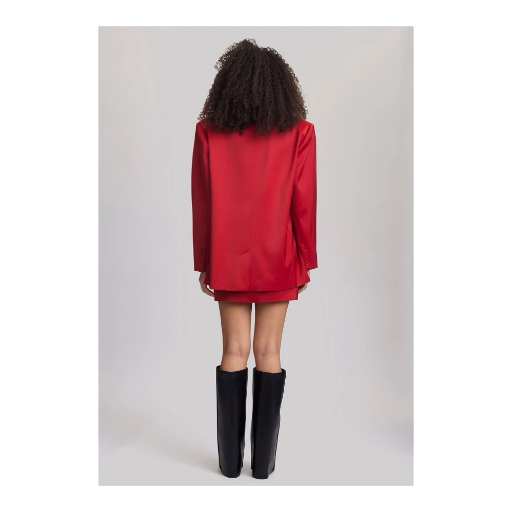 Gestuz Oversized Satijnen Jas met 2 Knopen Red Dames
