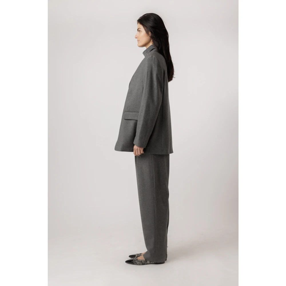 closed Donkergrijze Melange Klassieke Blazer Gray Dames