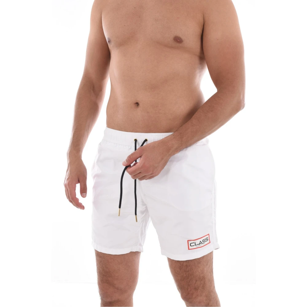 Cavalli Class Logo Print Zwembroek Wit White Heren