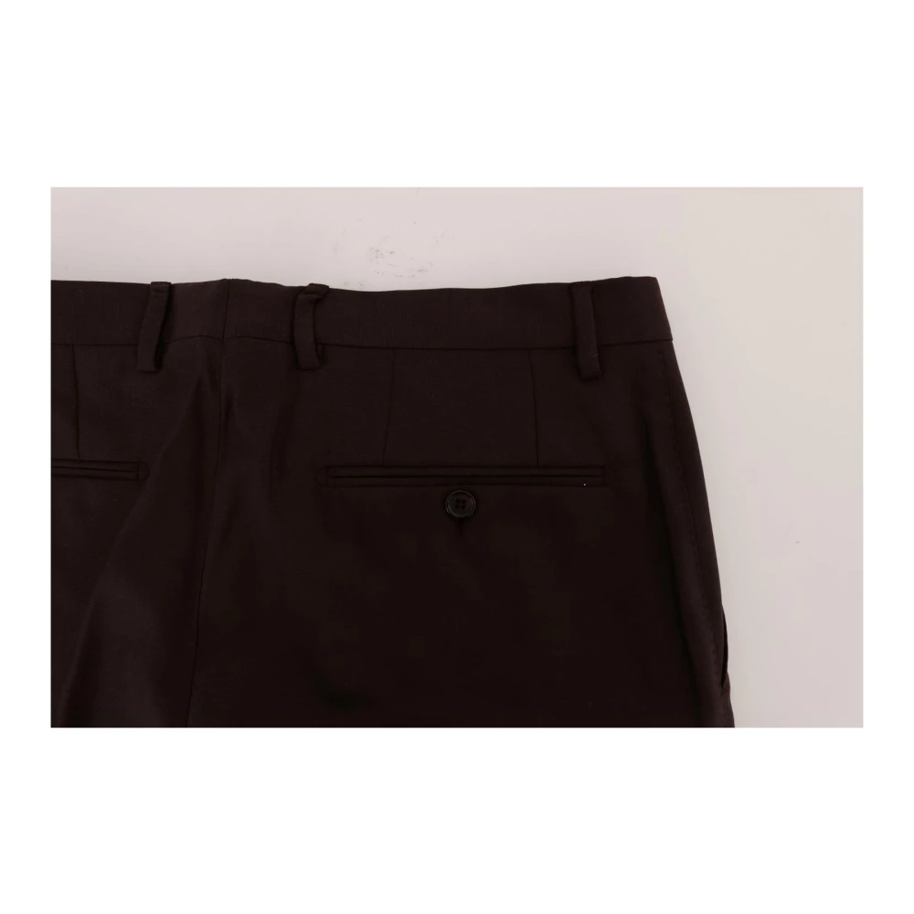 Dolce & Gabbana Paarse Wol Stretch Slim Fit Broek Black Heren