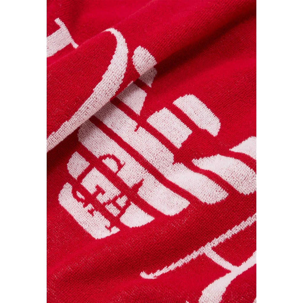 Armani Luxe Katoenen Strandhanddoek Red Unisex